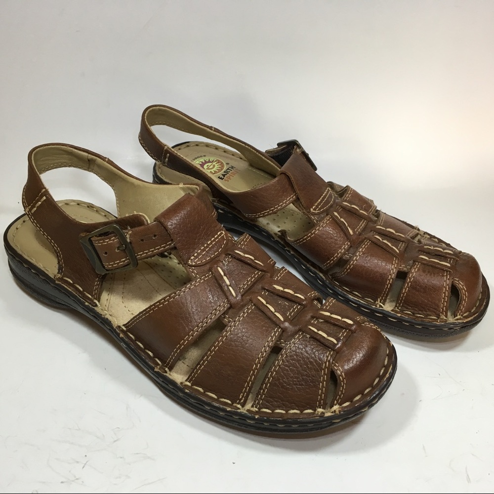 Women's fishermen brown leather sandals sz 8